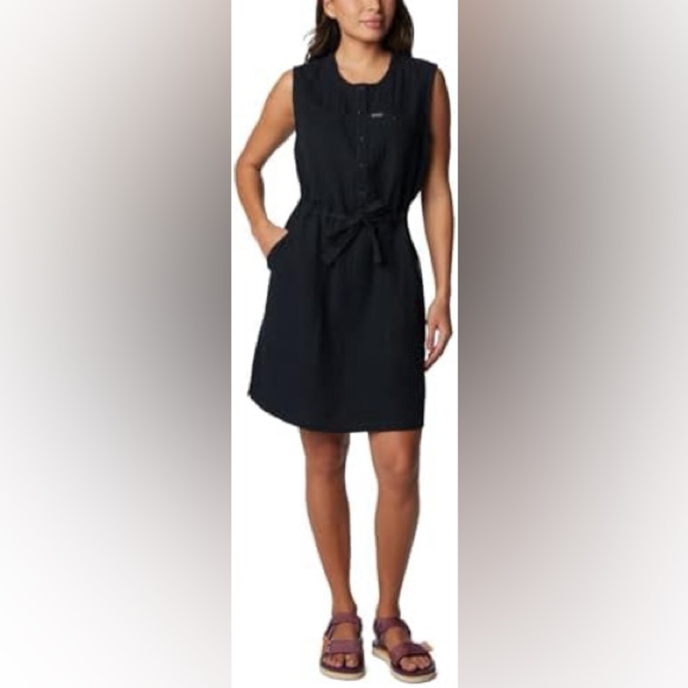 NWT Columbia Women's Holly Hideaway Breezy Dress, Black 100% Cotton